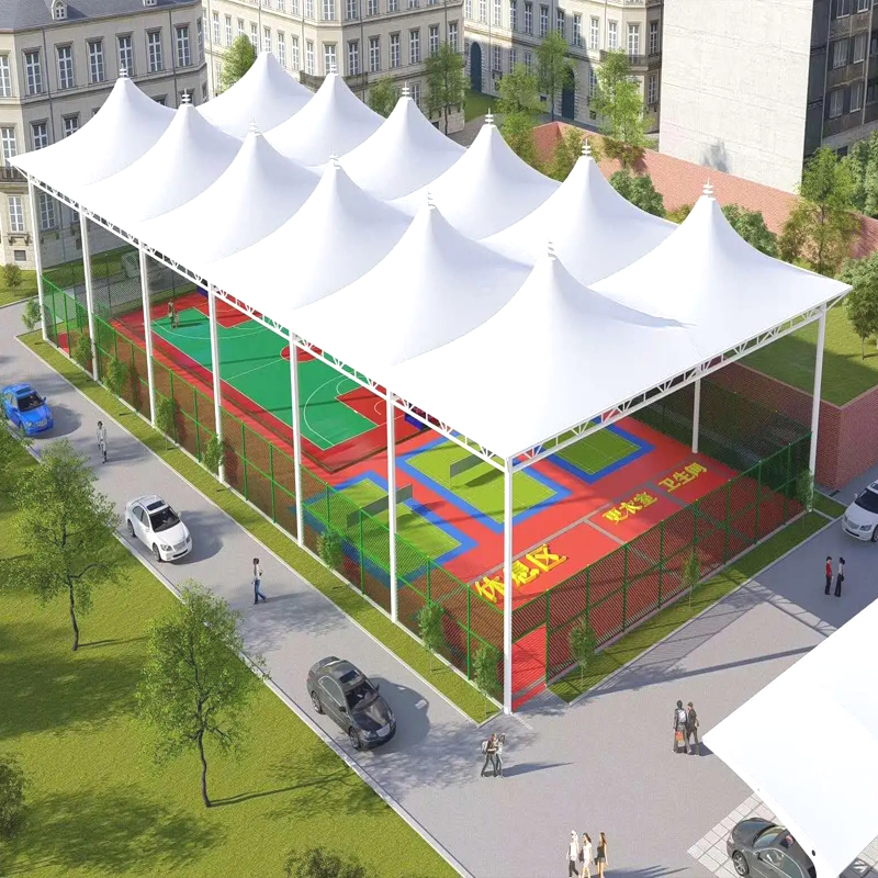 网球场膜结构雨棚-篮球场膜结构雨棚-网球场雨棚